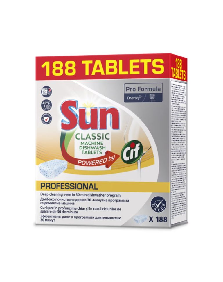 Sun Professional Classic – Tablete pentru masina de spalat vase, 188 buc/cutie