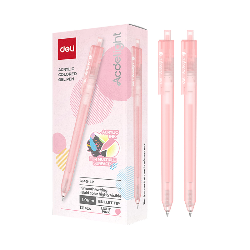 Pix Cu Gel Acrilic Cu Mecanism 1.0mm Roz Deschis G140 Deli