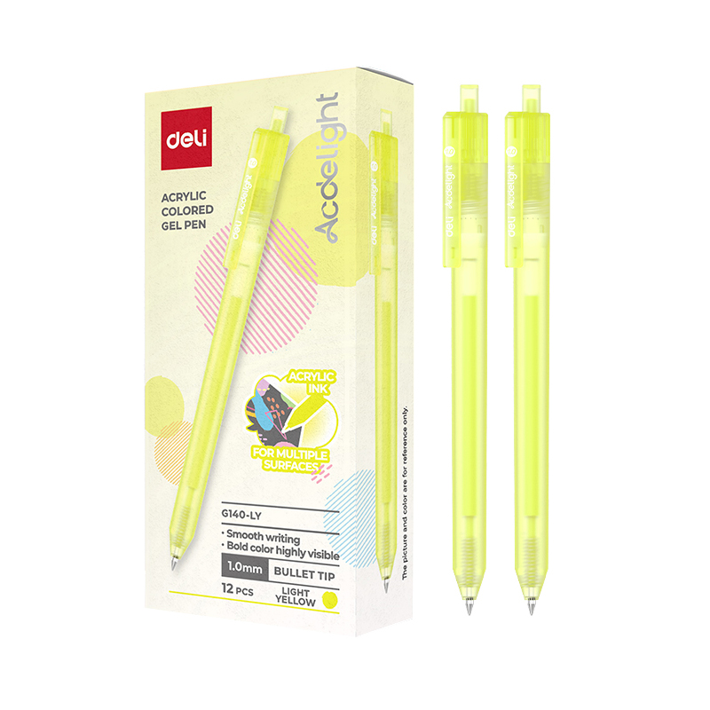 Pix Cu Gel Acrilic Cu Mecanism 1.0mm Galben Deschis G140 Deli