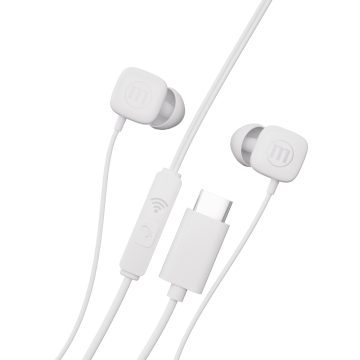 Casti Audio Cu Fir Si Microfon Square Usb-C Albe Maxell