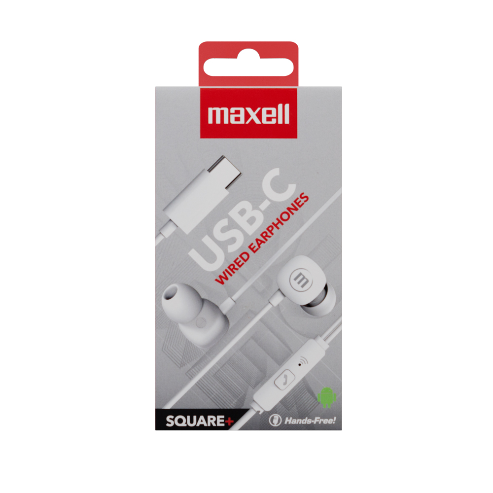 Casti Audio Cu Fir Si Microfon Square Usb-C Albe Maxell