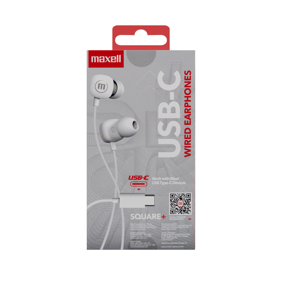 Casti Audio Cu Fir Si Microfon Square Usb-C Albe Maxell