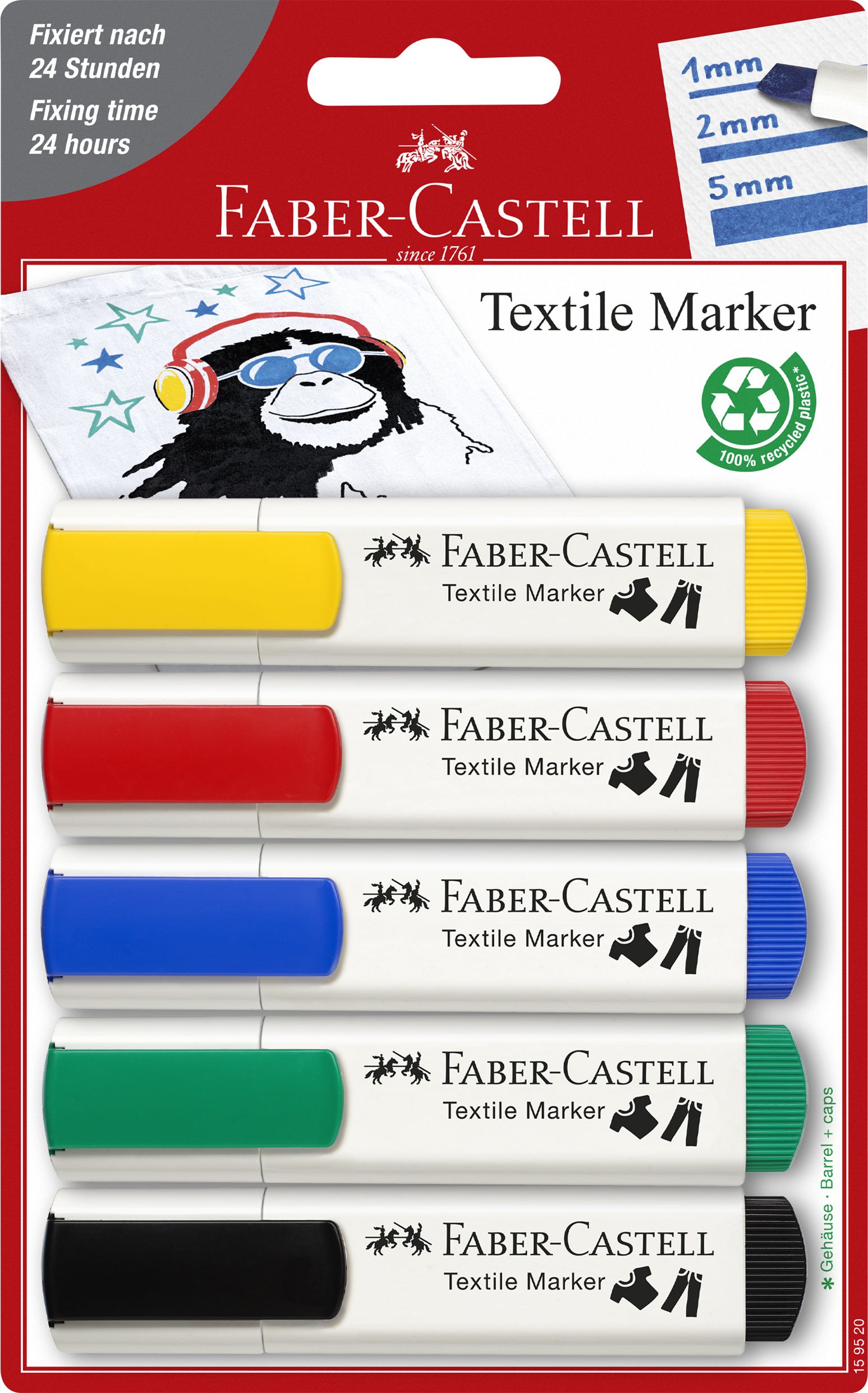 Blister 5 Markere Textile Standard Faber-Castell