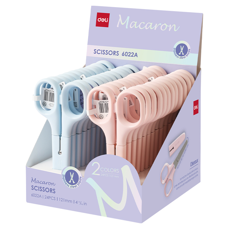Foarfeca Scolara 12.2cm Cu Protectie Plastic Macarons Deli