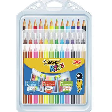 Pachet Mixt Creioane Colorate Si Cerate + Carioci Bic