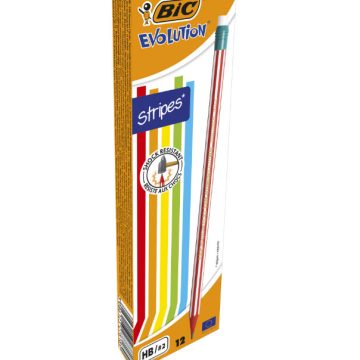 Creion Grafit Hb Cu Guma Evolution Stripes 646 12/Cut Bic