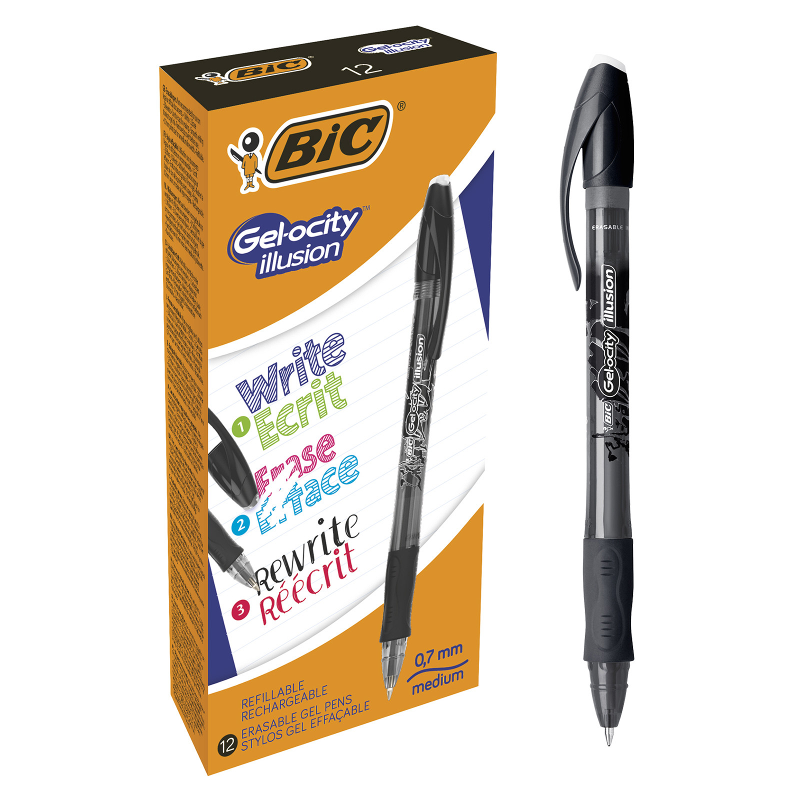 Roller 0.7mm Negru Gel-Ocity Illusion Bic
