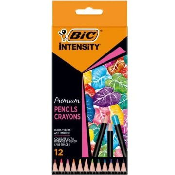 Creioane Colorate 12 Culori Intensity Premium Bic