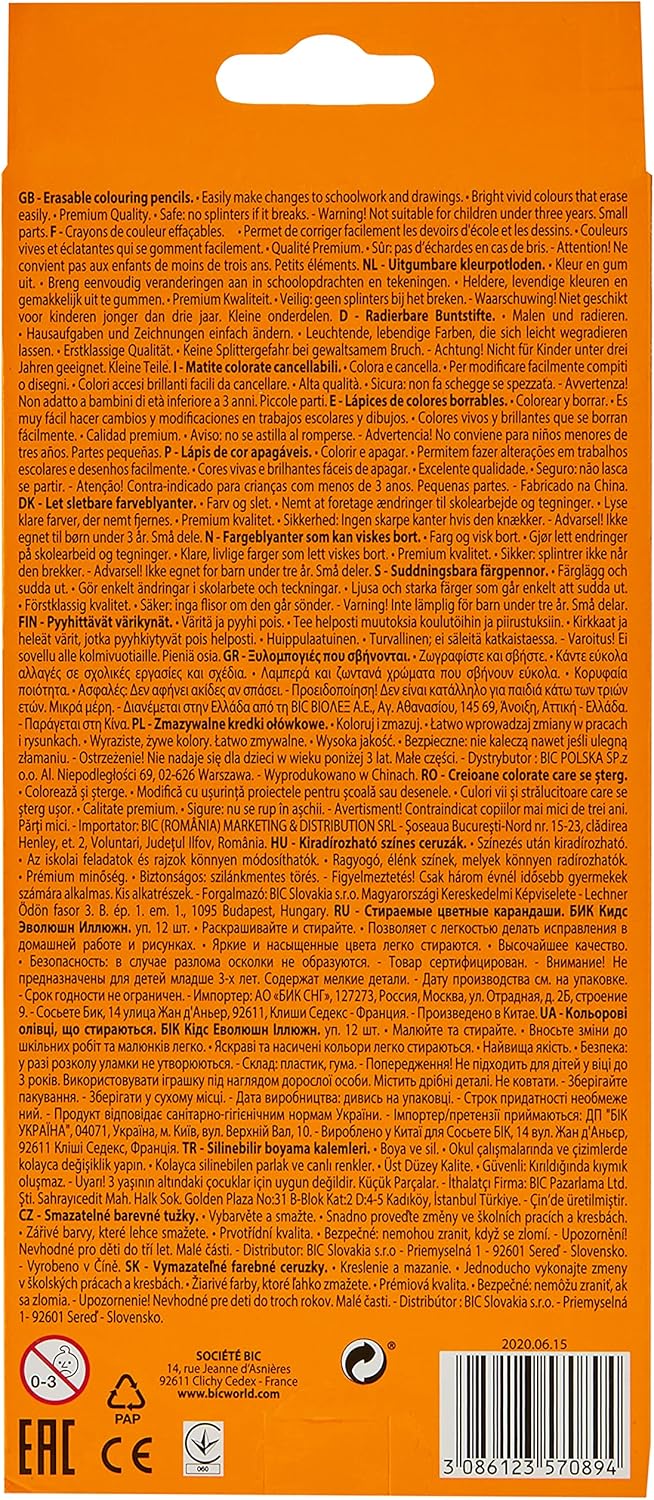 Creioane Colorate 12 Culori Evolution Illusion Bic
