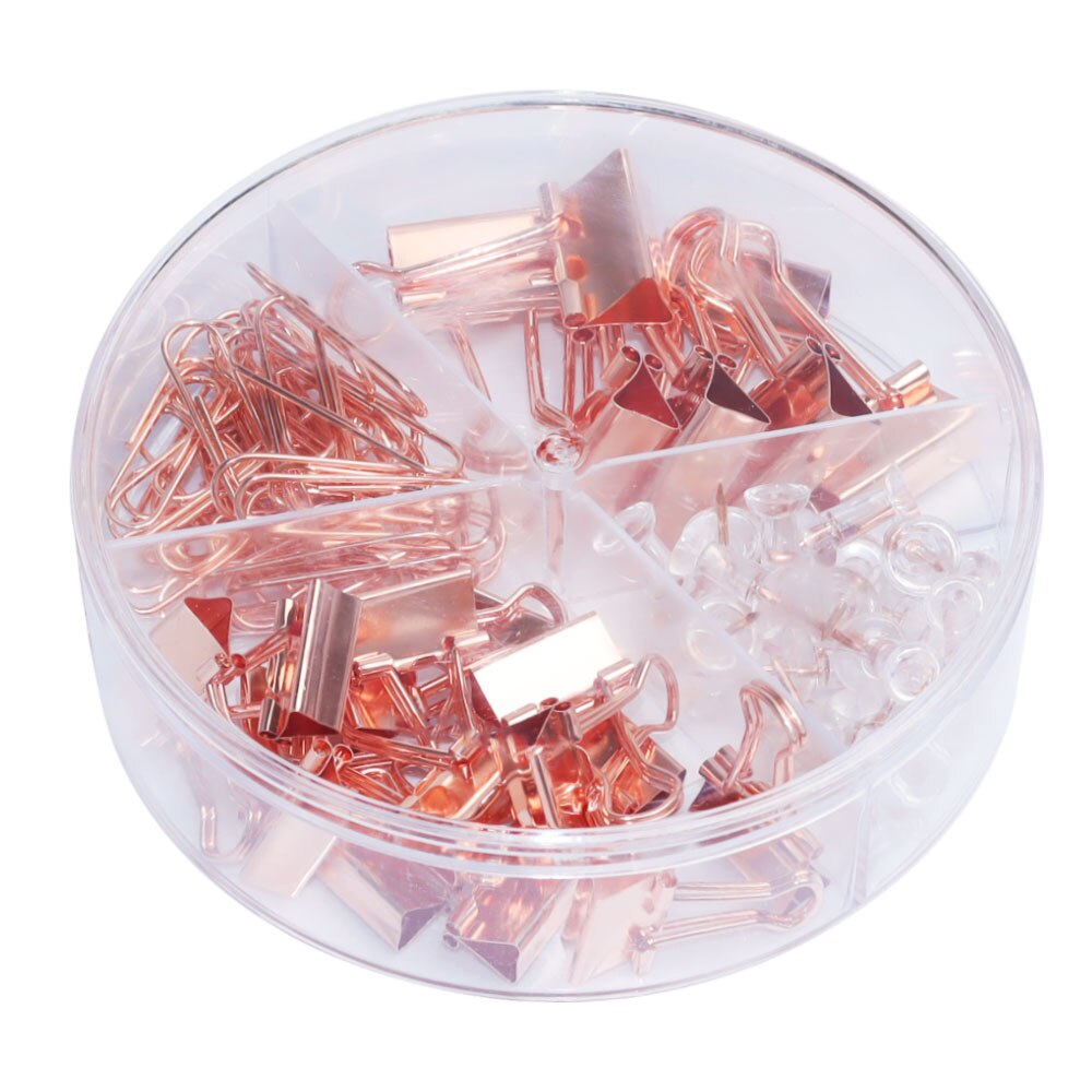 Set Accesorii Birou (Agrafe, Clipsuri, Pioneze) Auriu Deli