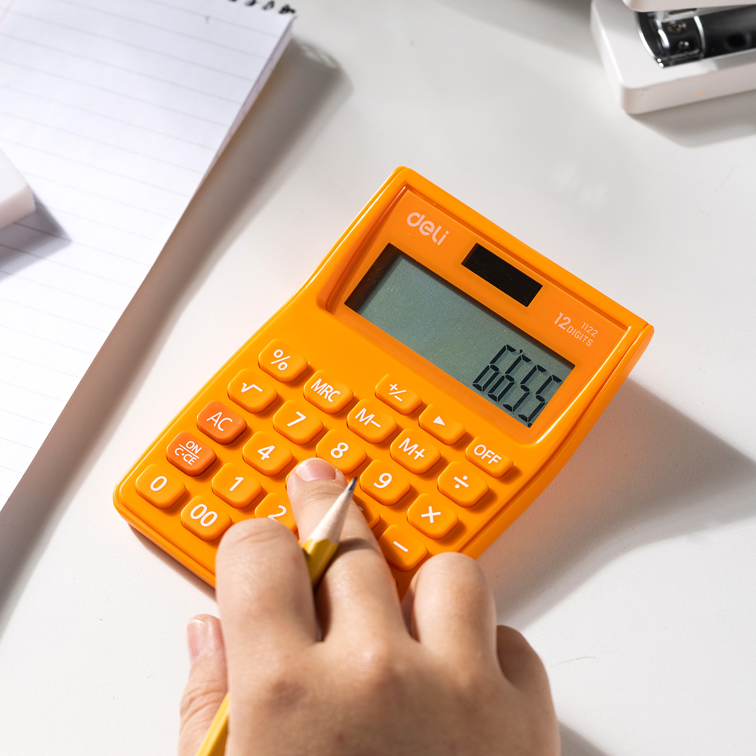 Calculator Buzunar 12Dig Alb-Portocaliu 1122 Deli