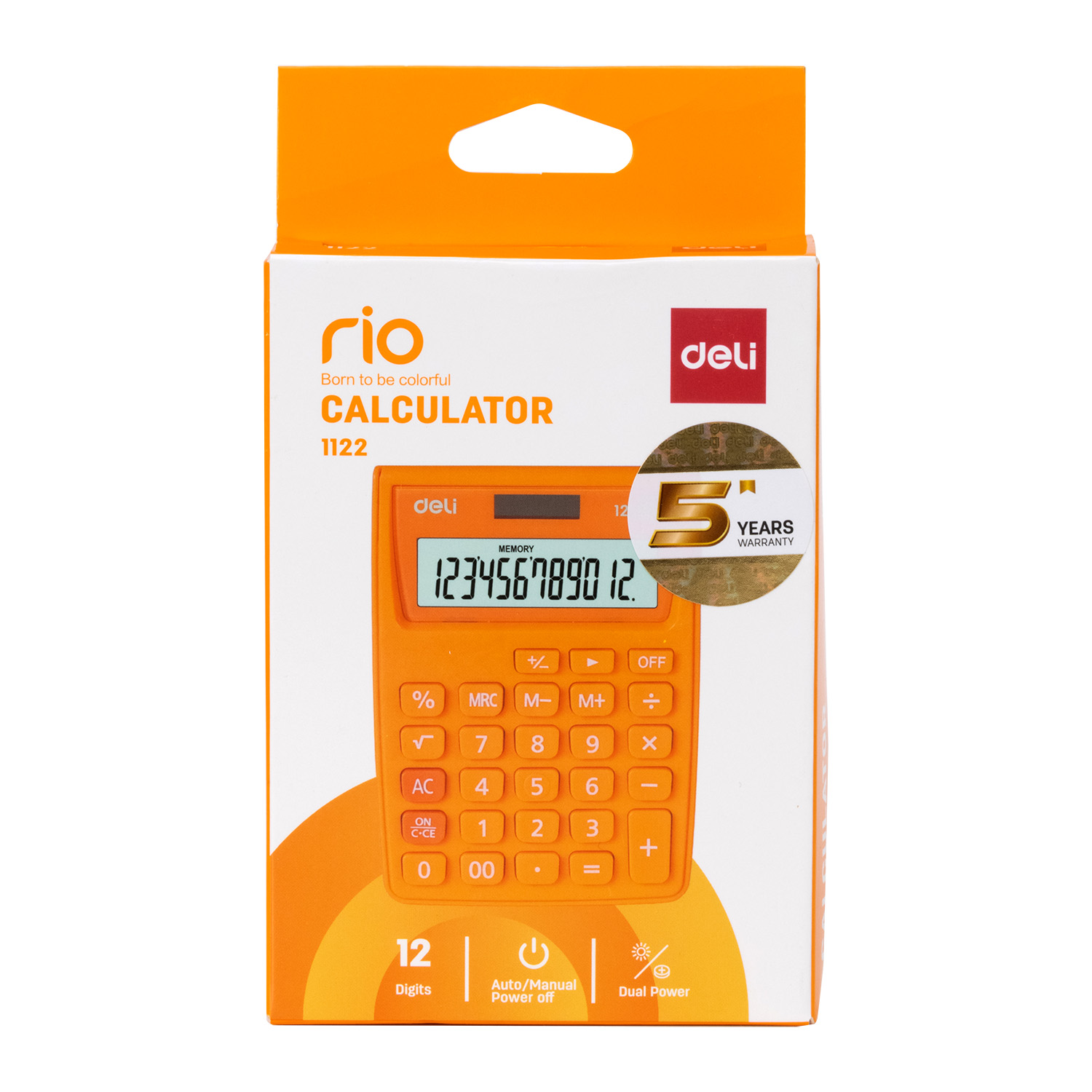 Calculator Buzunar 12Dig Alb-Portocaliu 1122 Deli