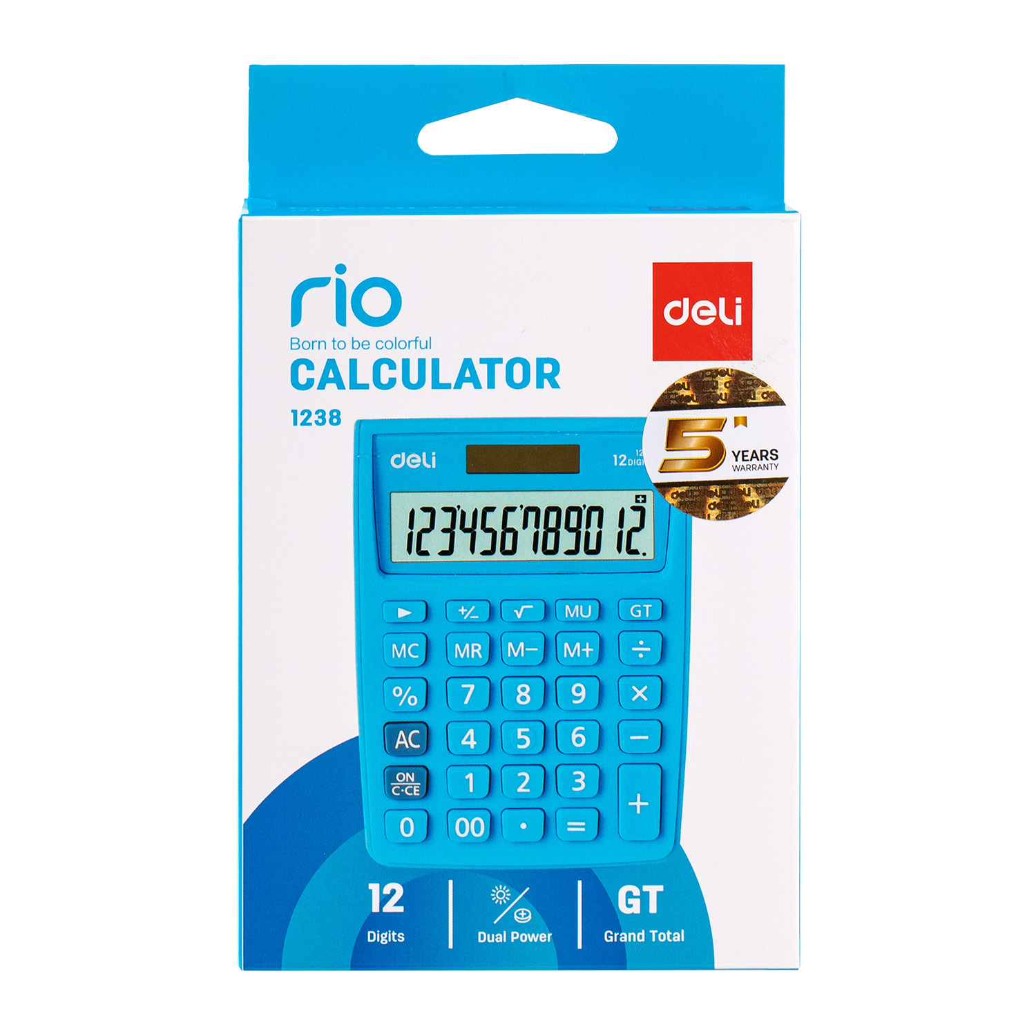 Calculator Birou 12Dig Alb-Albastru 1238 Deli