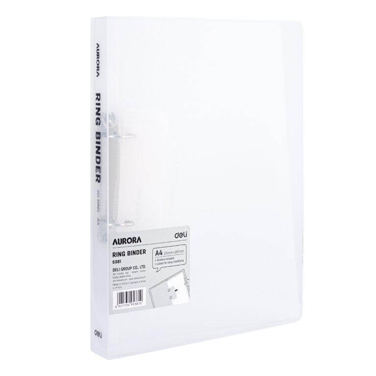 Caiet Mecanic A4 2 Inele 15mm/20mm Coperta Flexibila Alb Translucid Deli