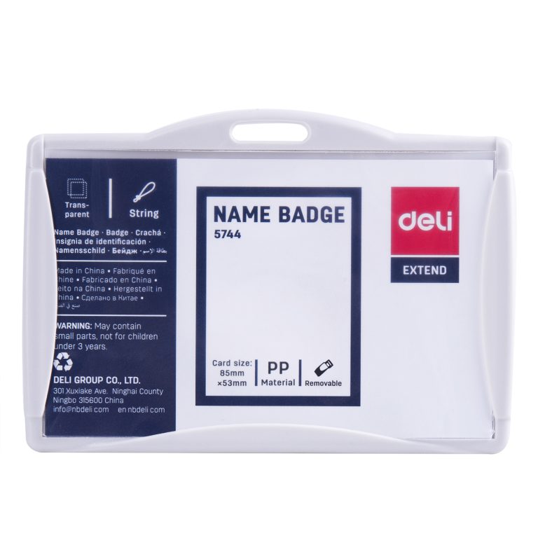 Ecuson Orizontal Rigid 85*53mm Cu Clips Si Snur Textil Deli