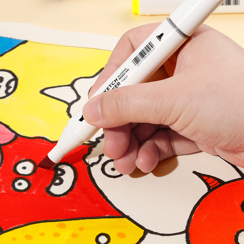 Set 60 Markere Sketching Varf Dublu Rotund 1mm/Tesit 7mm Cutie Plastic Color Emotion Deli