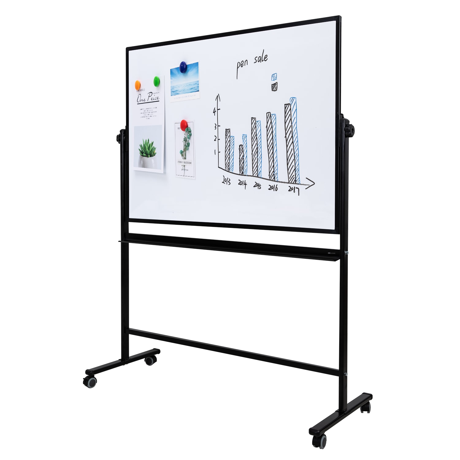 Whiteboard Magnetic Mobil 90*120cm Rama Aluminiu Deli