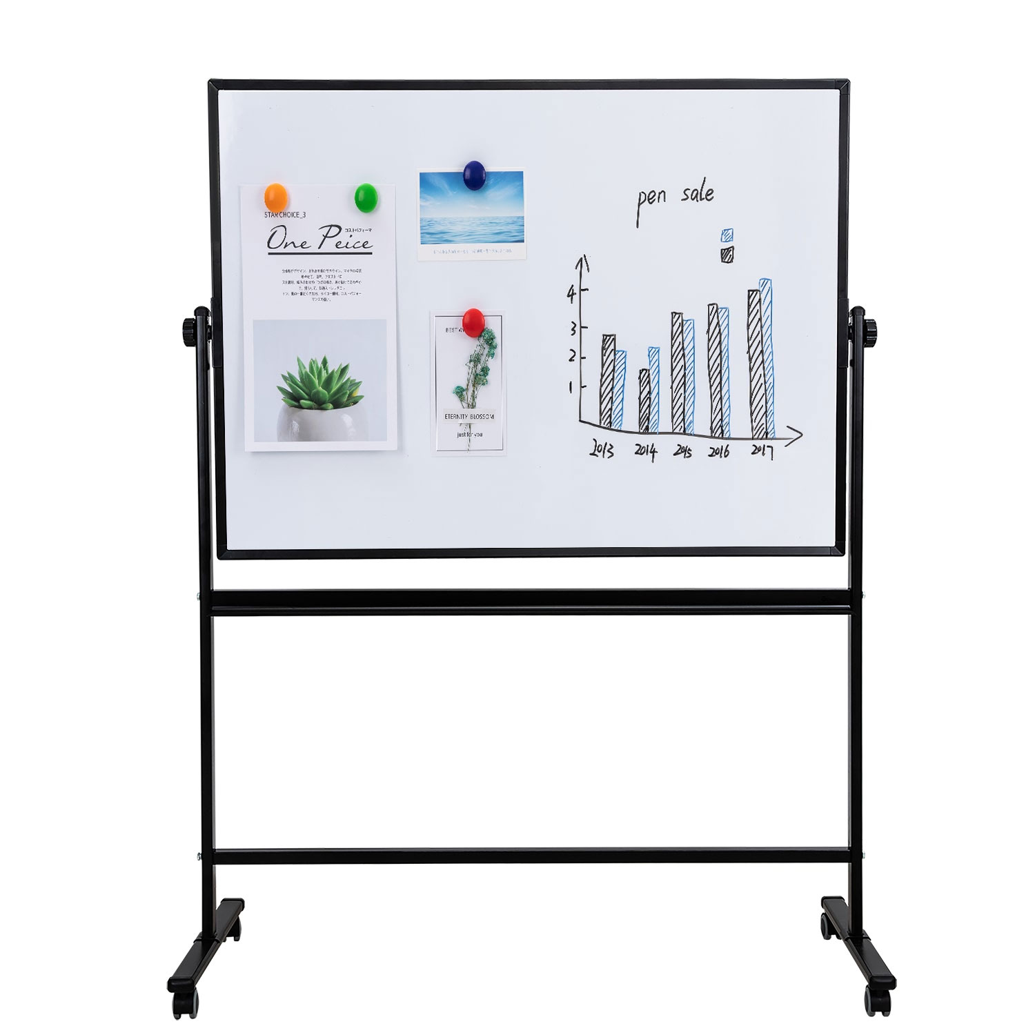 Whiteboard Magnetic Mobil 90*150cm Rama Aluminiu Deli
