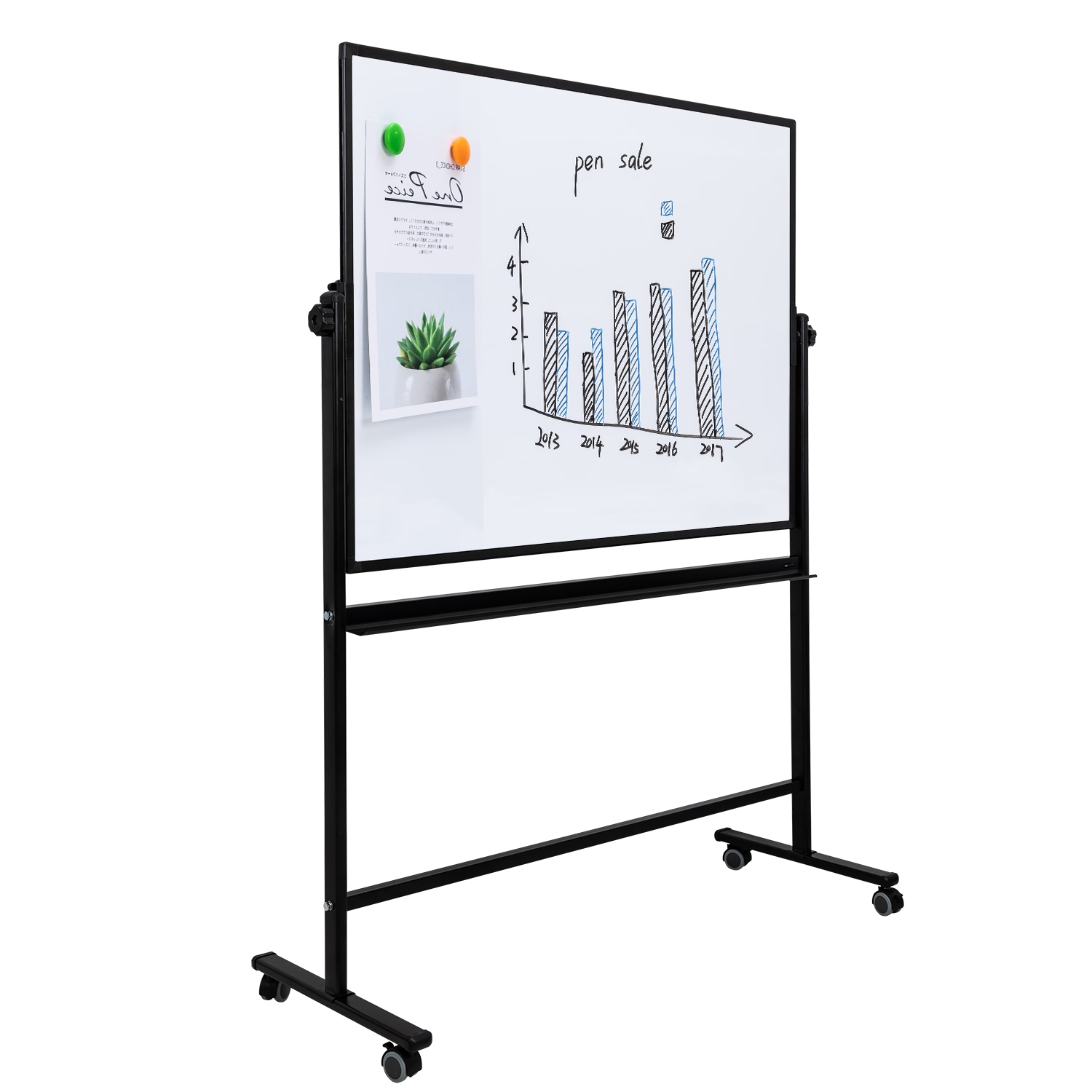 Whiteboard Magnetic Mobil 90*150cm Rama Aluminiu Deli