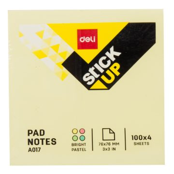 Notes Adeziv 76*76mm 4 Culori Pastel 400 File Deli