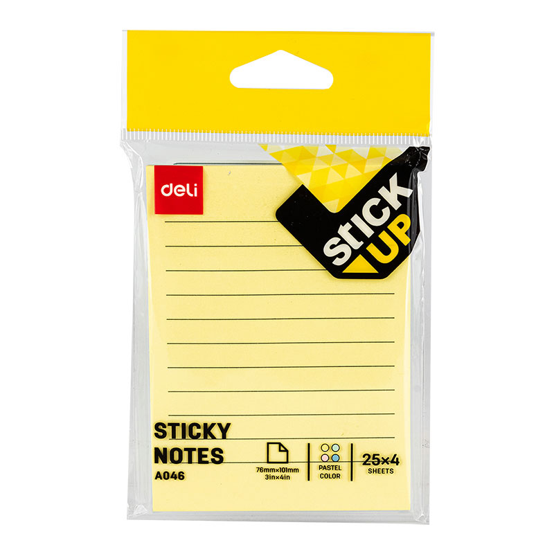Notes Adeziv 76 X 101mm 4 X 25 File R-V-G-A Liniat Deli