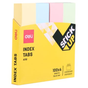 Index Adeziv Hartie 19*76mm 4 Cul. Pastel 100 File Deli