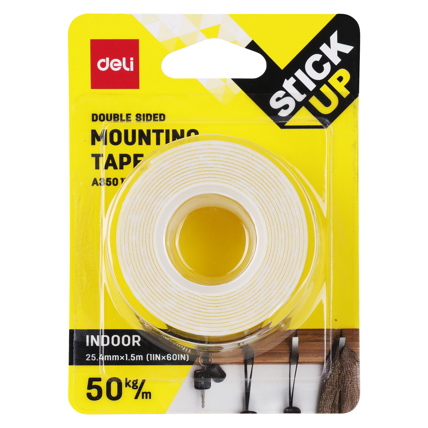 Banda Dublu Adeziva Alba 1.5M*25.4mm Deli