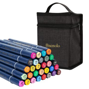 Set 30 Markere Sketching Varf Dublu Rotund/Tesit Husa Textila Deli