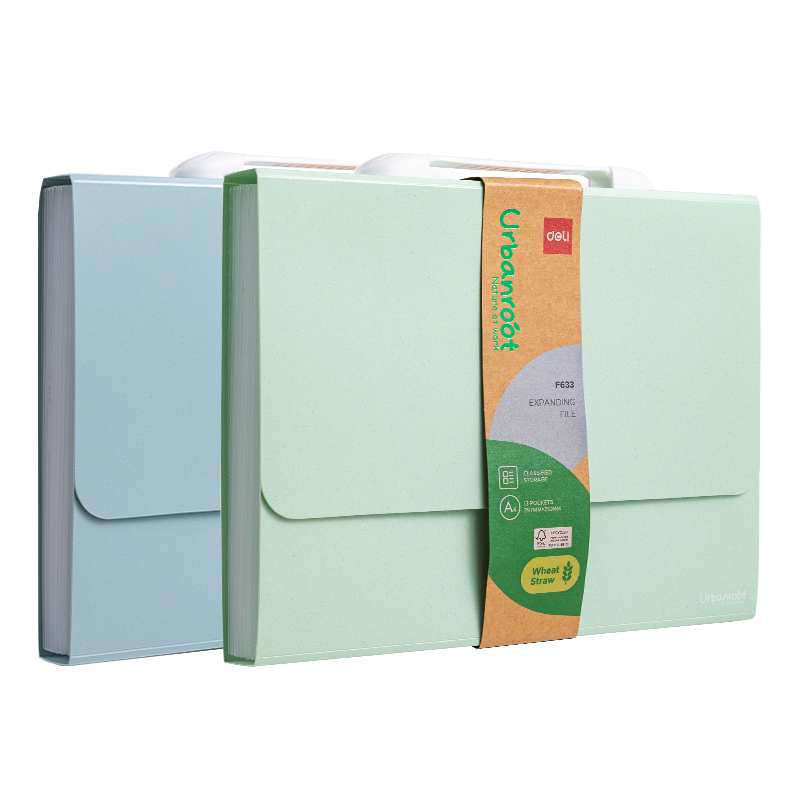 Servieta Material Eco Din Fibre De Grau Cu Maner 13 Compartimente Culori Asortate Deli