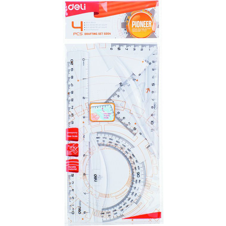 Set Geometrie 4 Piese Transp. Eg00412 Deli