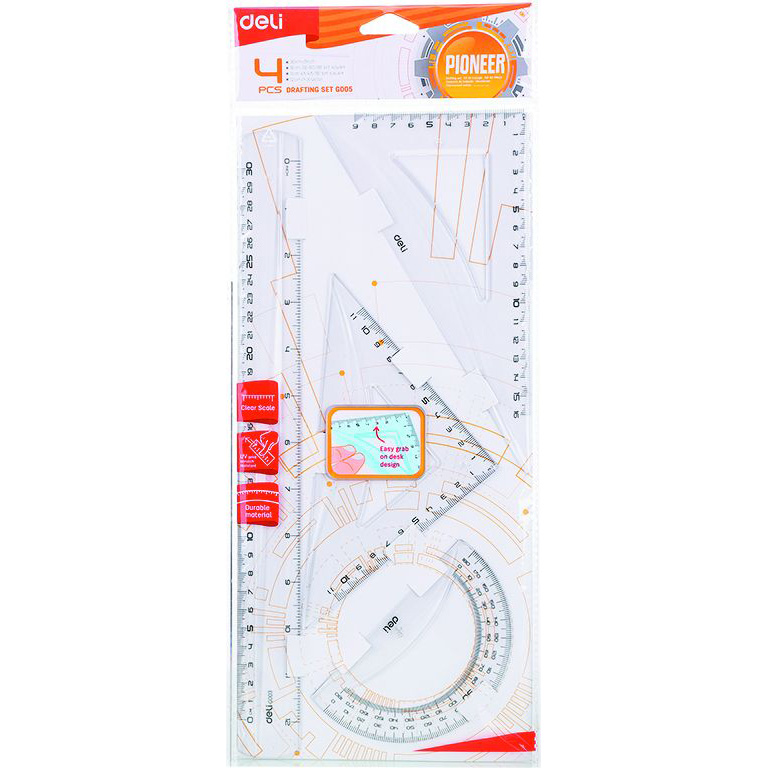 Set Geometrie 4 Piese Transp. Eg00512 Deli