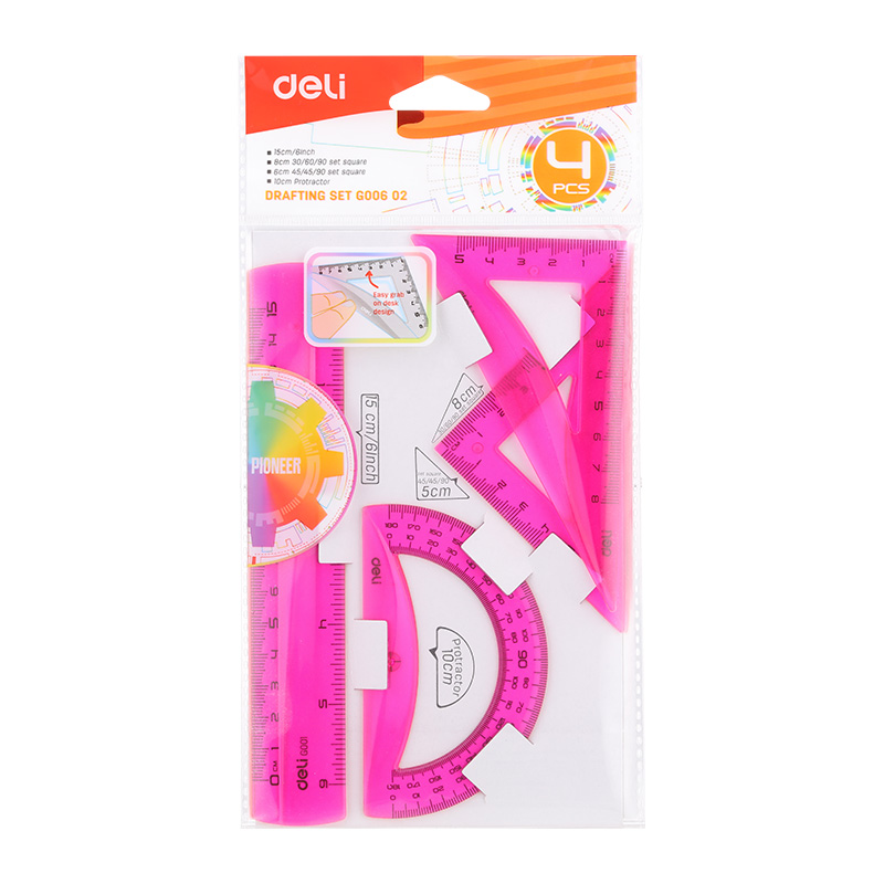 Set Geometrie 4 Piese Color Eg00602 Deli