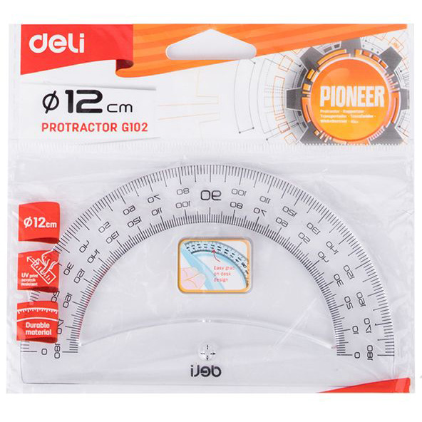 Raportor 180Grade 12cm Transparent Deli