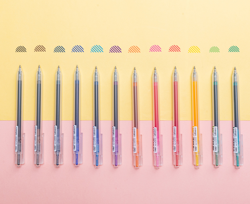 Set 12 Pixuri Cu Gel Cu Mecanism 0.5mm Diverse Culori Indelight Deli