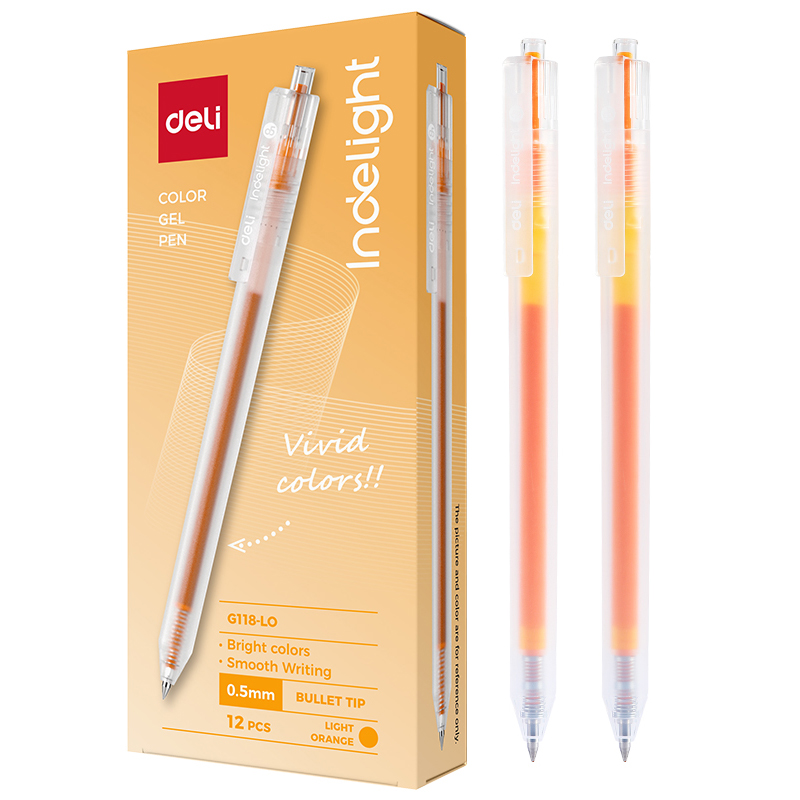 Pix Cu Gel Cu Mecanism 0.5mm Portocaliu Deschis Deli