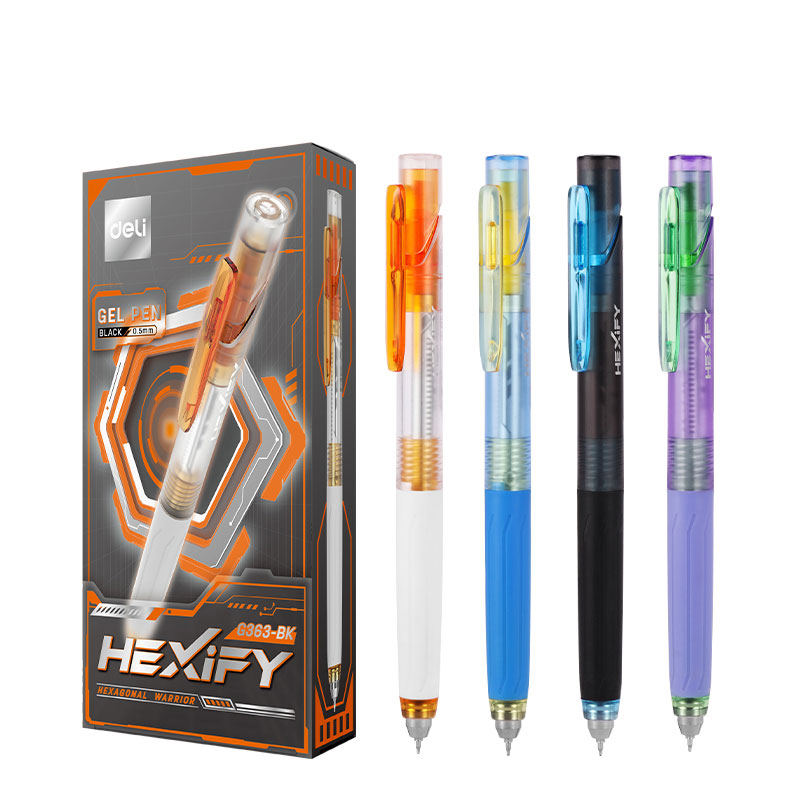 Pix Cu Gel Cu Mecanism 0.5mm Negru Quick Dry Hexify Deli