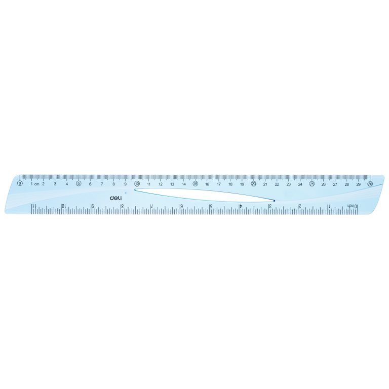 Rigla 30cm Albastra Transparenta Deli