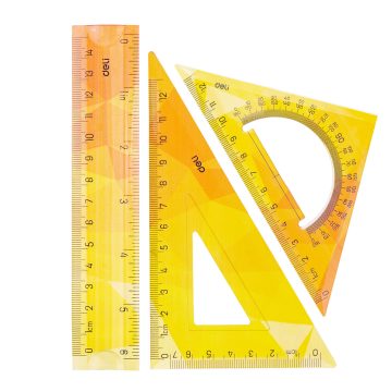 Set Geometrie 3 Piese Flexibil Color (Rig.15, Ech.13cm, Ech.13cm) Deli