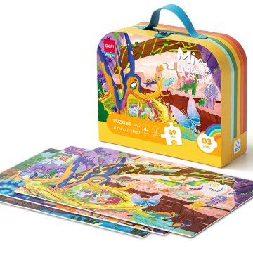 Puzzle Geanta Cadou 89 Piese Efect Luminos Dinozauri 4+ Deli