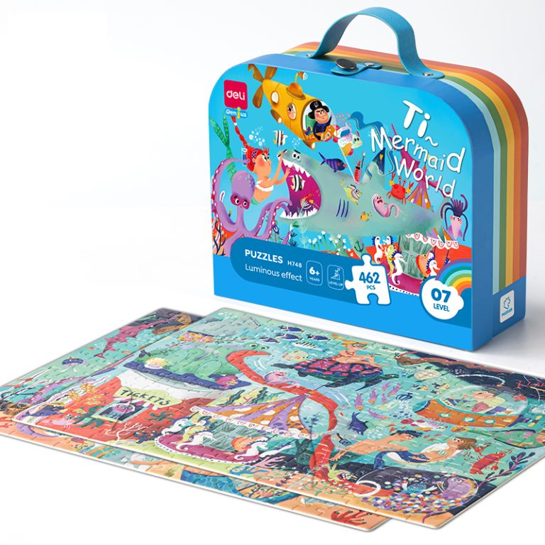 Puzzle Geanta Cadou 462 Piese Efect Luminos Lumea Marina 6+ Deli