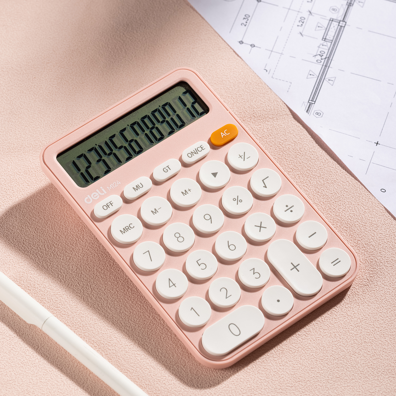 Calculator Birou 12Dig Plastic Fashion Em124 Roz Deli