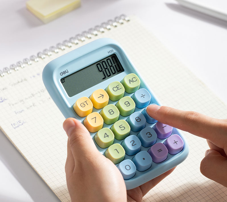Calculator Birou 10Dig Taste Multicolore Albastru Deli