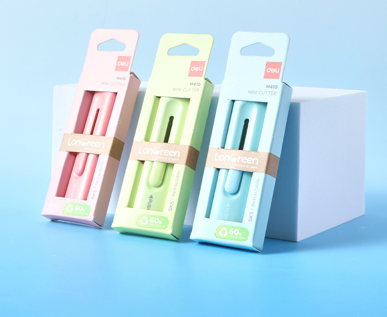 Cutter Mini Culori Asortate Longreen Plastic Reciclat Deli