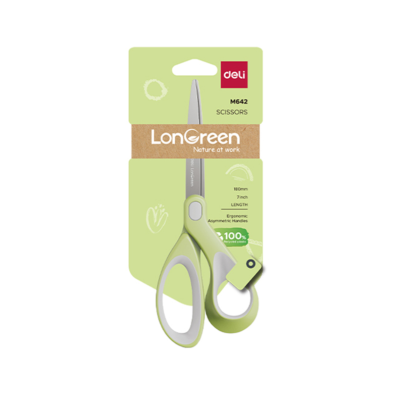 Foarfeca Birou 18cm Culori Pastel Longreen Plastic Reciclat Deli