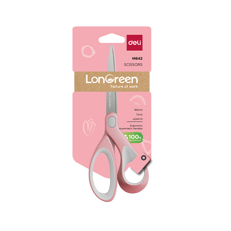 Foarfeca Birou 18cm Culori Pastel Longreen Plastic Reciclat Deli