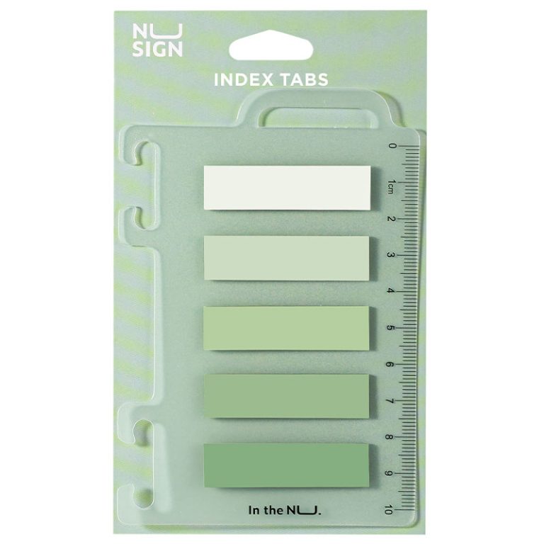Index Adeziv Plastic 12*44mm 5 Culori Verde 20 File Rigla Nusign Deli