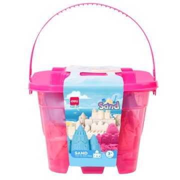 Nisip Modelabil Galetusa 500g + 6 Forme Modelaj Roz Deli