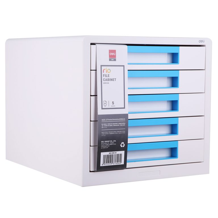 Cabinet 5 Sertare Alb/Bleu Deli