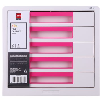 Cabinet 5 Sertare Alb/Roz Deli