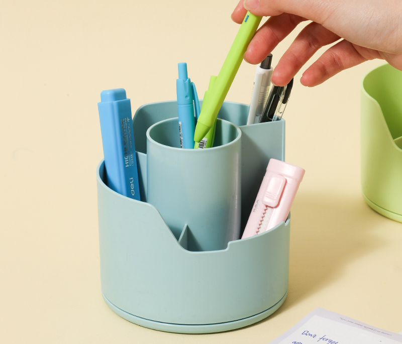 Suport Rotativ Instrumente De Scris 4 Compartimente Vernil Longreen Plastic Reciclat Deli
